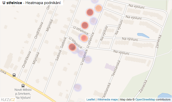 Mapa U střelnice - Firmy v ulici.
