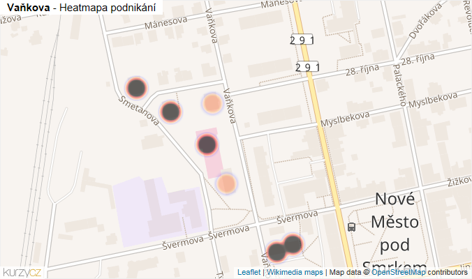 Mapa Vaňkova - Firmy v ulici.