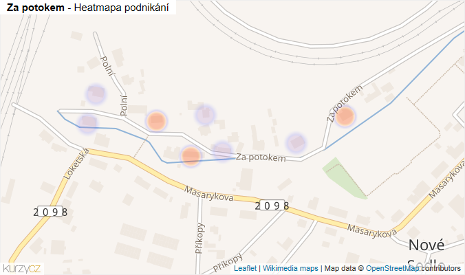 Mapa Za potokem - Firmy v ulici.