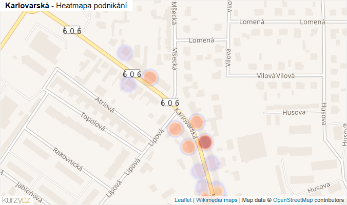 Mapa Karlovarská - Firmy v ulici.