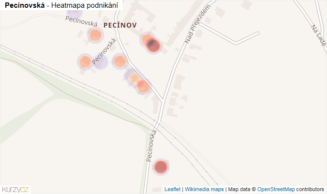 Mapa Pecínovská - Firmy v ulici.
