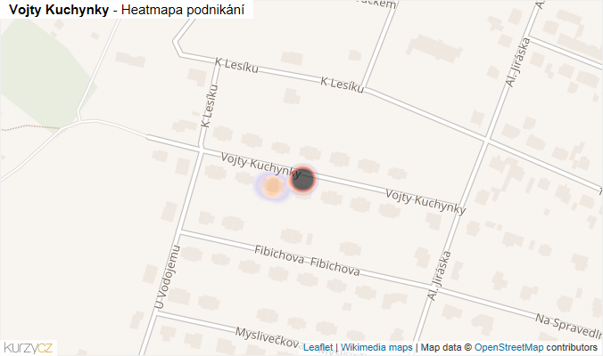 Mapa Vojty Kuchynky - Firmy v ulici.