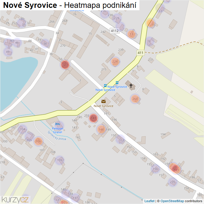 Mapa Nové Syrovice - Firmy v části obce.