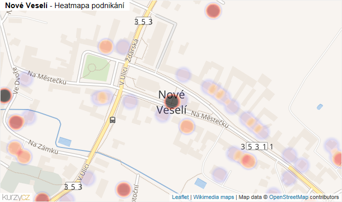 Mapa Nové Veselí - Firmy v části obce.