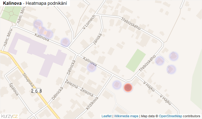 Mapa Kalinova - Firmy v ulici.