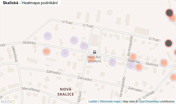 Mapa Skalická - Firmy v ulici.