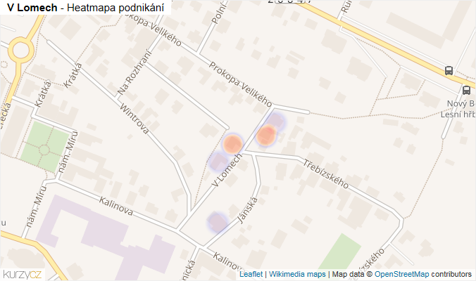 Mapa V Lomech - Firmy v ulici.