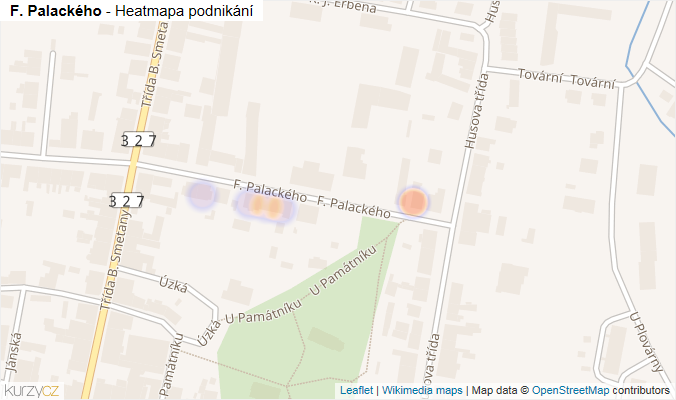 Mapa F. Palackého - Firmy v ulici.