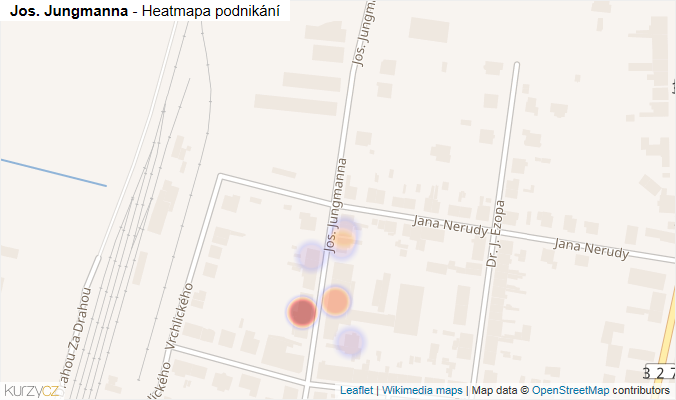 Mapa Jos. Jungmanna - Firmy v ulici.