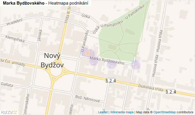 Mapa Marka Bydžovského - Firmy v ulici.