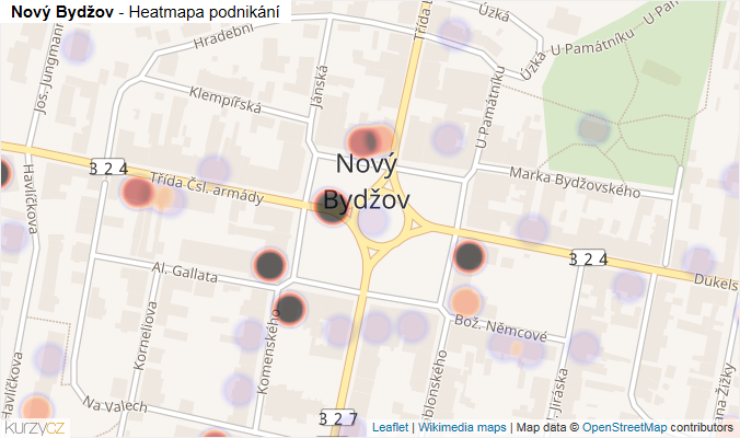 Mapa Nový Bydžov - Firmy v části obce.