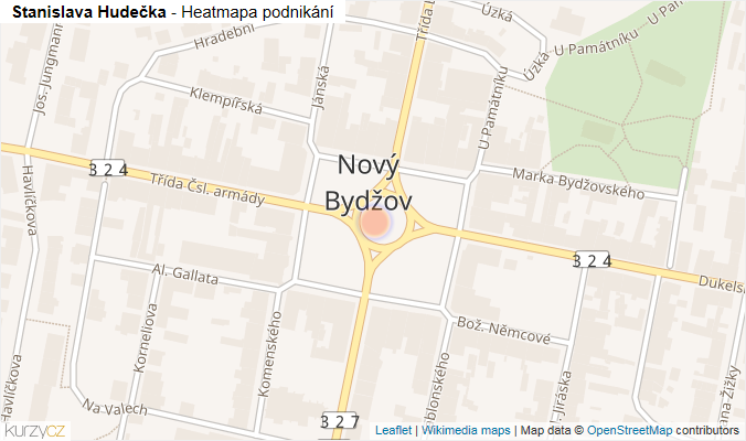 Mapa Stanislava Hudečka - Firmy v ulici.