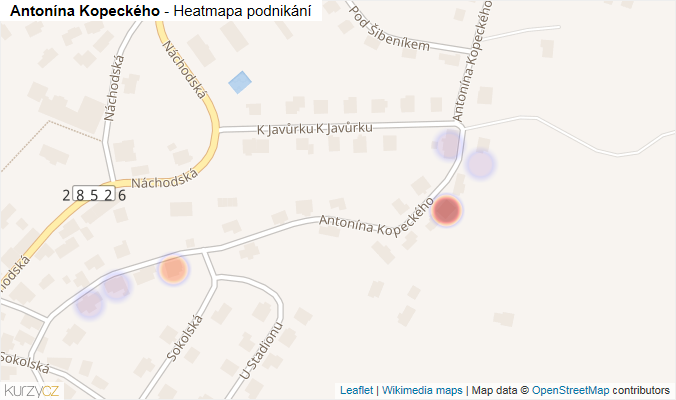 Mapa Antonína Kopeckého - Firmy v ulici.