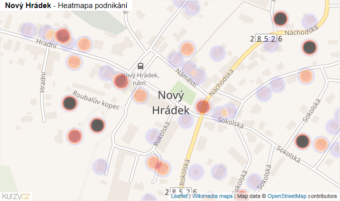 Mapa Nový Hrádek - Firmy v části obce.