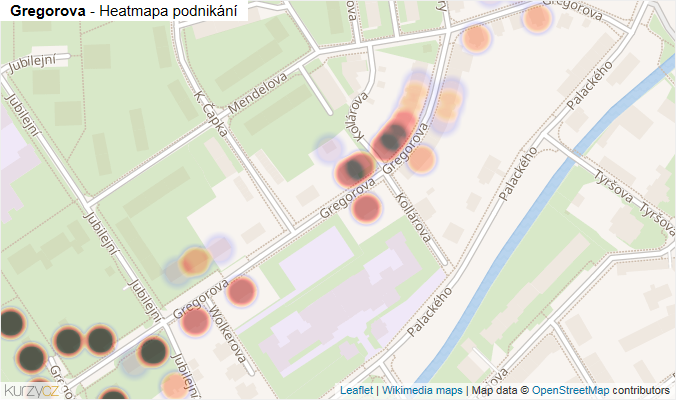 Mapa Gregorova - Firmy v ulici.