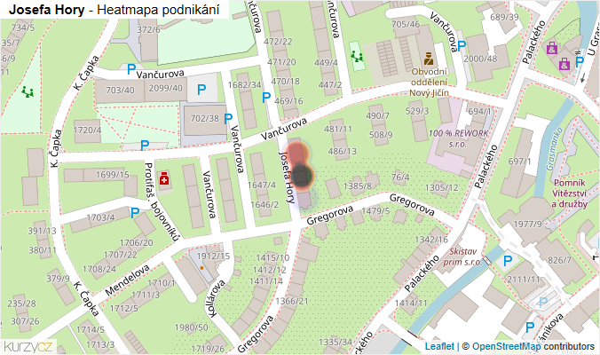 Mapa Josefa Hory - Firmy v ulici.