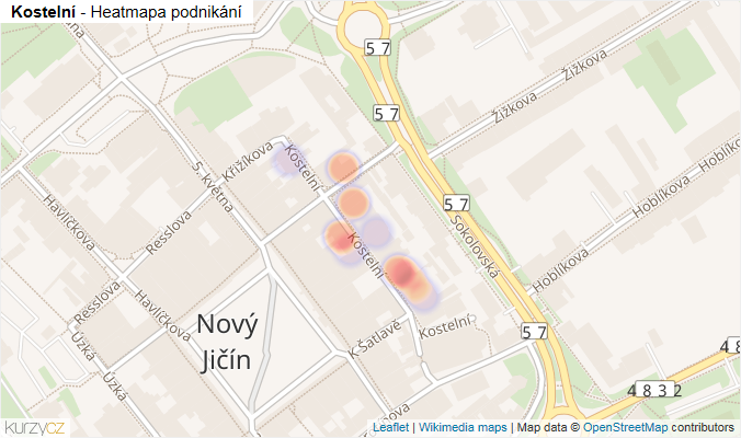 Mapa Kostelní - Firmy v ulici.