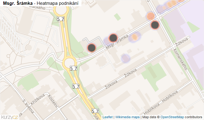 Mapa Msgr. Šrámka - Firmy v ulici.
