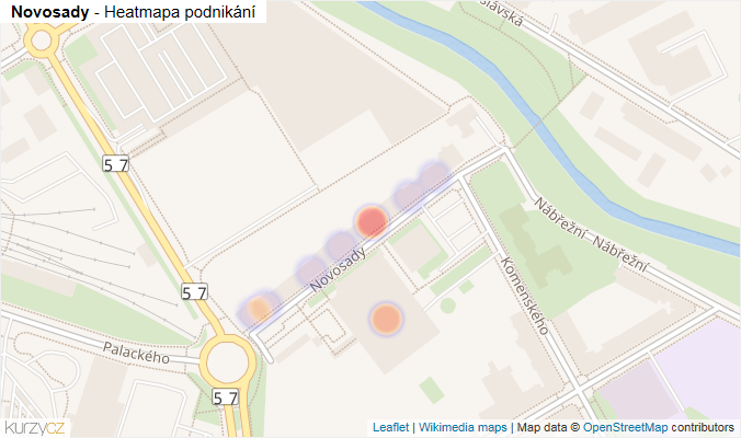 Mapa Novosady - Firmy v ulici.