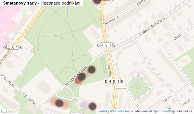 Mapa Smetanovy sady - Firmy v ulici.