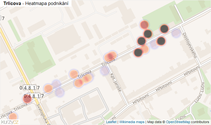 Mapa Trlicova - Firmy v ulici.