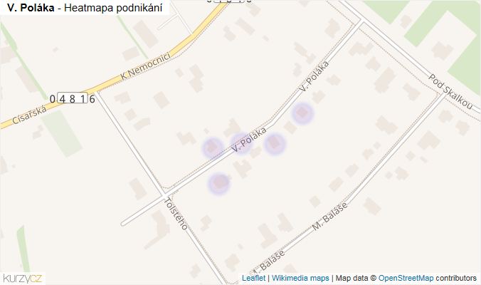 Mapa V. Poláka - Firmy v ulici.
