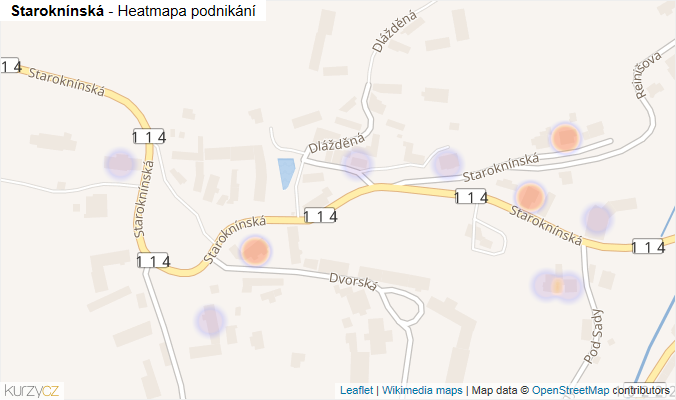 Mapa Staroknínská - Firmy v ulici.