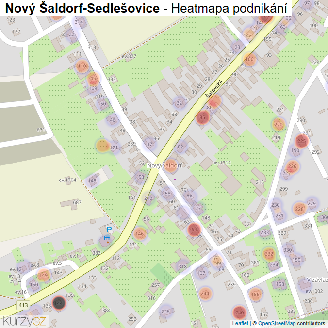 Mapa Nový Šaldorf-Sedlešovice - Firmy v obci.