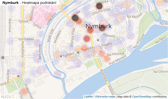 Mapa Nymburk - Firmy v obci.