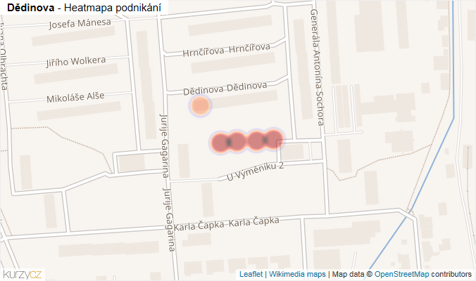 Mapa Dědinova - Firmy v ulici.
