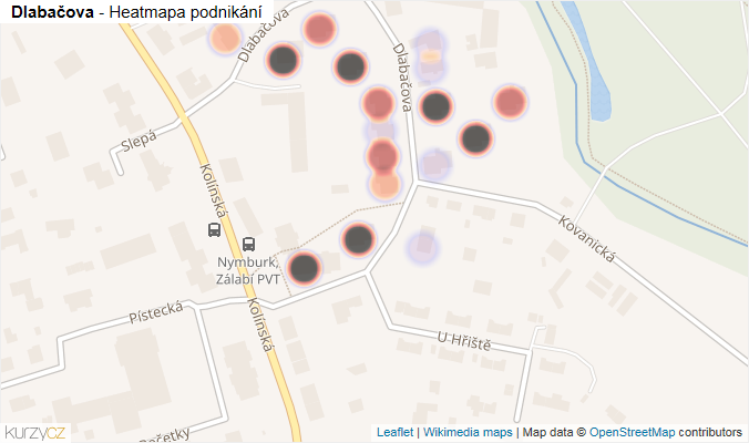 Mapa Dlabačova - Firmy v ulici.