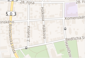 Hálkova v obci Nymburk - mapa ulice