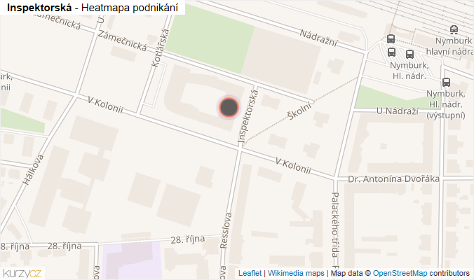 Mapa Inspektorská - Firmy v ulici.
