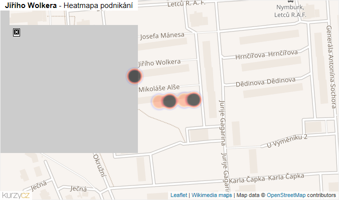 Mapa Jiřího Wolkera - Firmy v ulici.