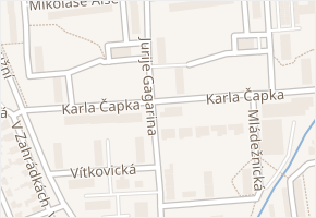 Jurije Gagarina v obci Nymburk - mapa ulice