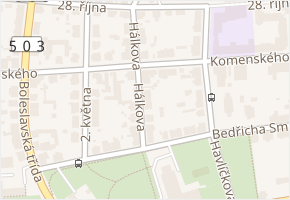 Komenského v obci Nymburk - mapa ulice