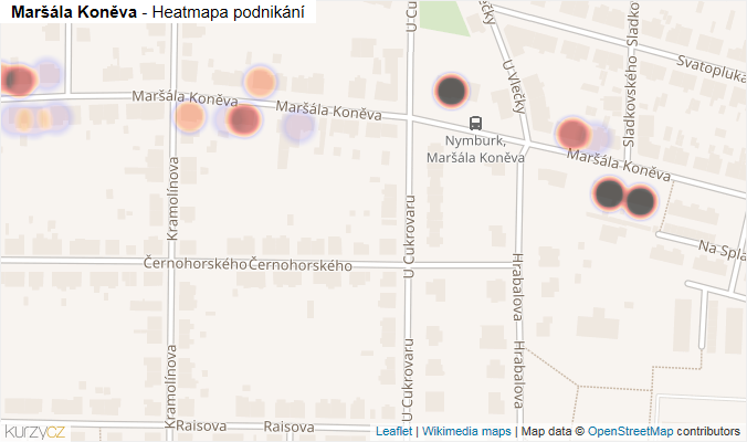 Mapa Maršála Koněva - Firmy v ulici.