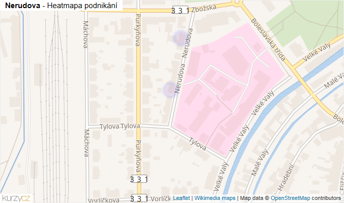 Mapa Nerudova - Firmy v ulici.