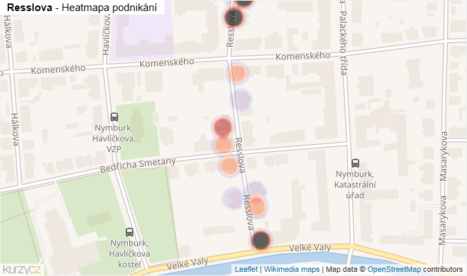 Mapa Resslova - Firmy v ulici.
