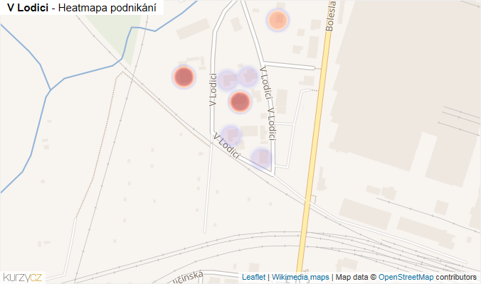 Mapa V Lodici - Firmy v ulici.