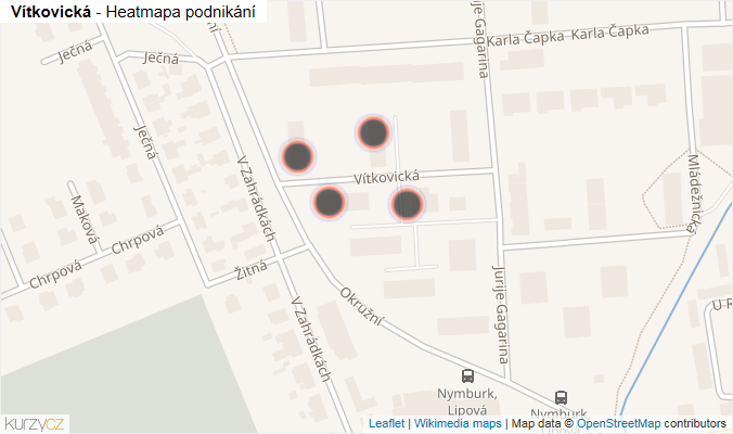 Mapa Vítkovická - Firmy v ulici.