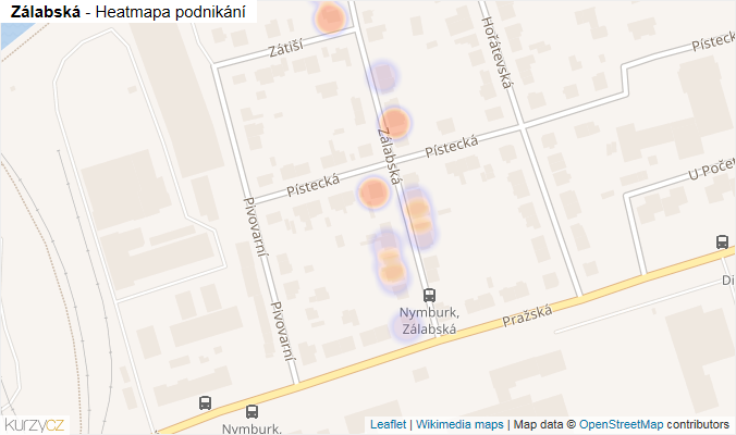 Mapa Zálabská - Firmy v ulici.