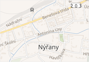 Antonína Uxy v obci Nýřany - mapa ulice