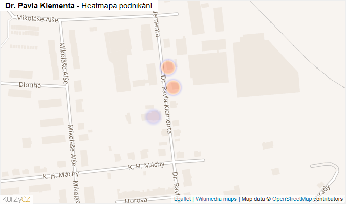 Mapa Dr. Pavla Klementa - Firmy v ulici.