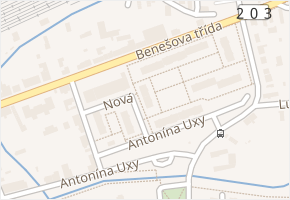 Nová v obci Nýřany - mapa ulice