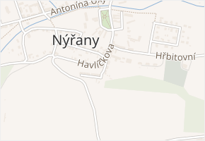 Výhledy v obci Nýřany - mapa ulice