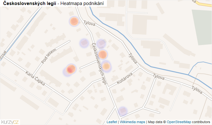 Mapa Československých legií - Firmy v ulici.