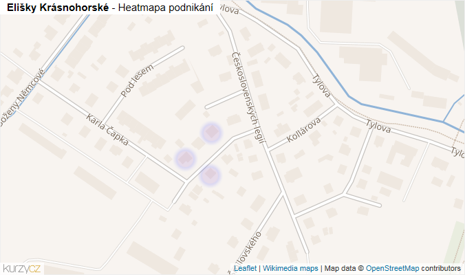 Mapa Elišky Krásnohorské - Firmy v ulici.