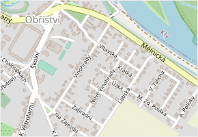 Chovatelská v obci Obříství - mapa ulice