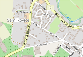 Dušnická v obci Obříství - mapa ulice